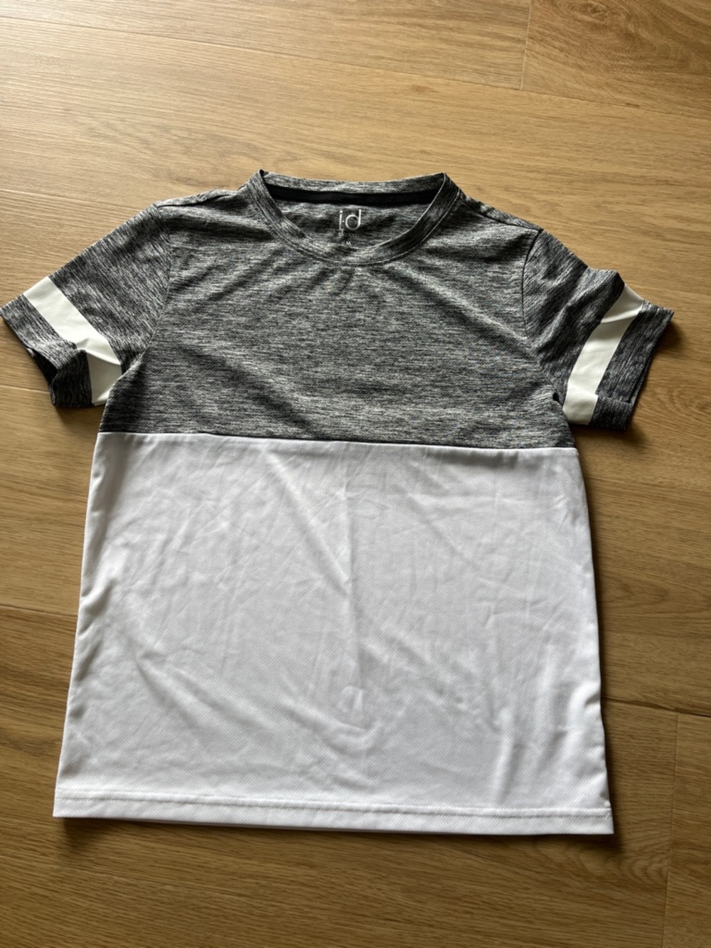 Ideology Kids Colorblock Tee in Gray Heather & White